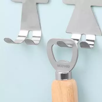 Wall Door Hanger Stainless Steel 2Pcs/Set Lovers Shaped Hooks Kitchen Cabinet Pot Pan Hooks серебряный