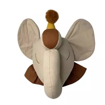 Wall Mount 3D Elephant Head Plush Stuffed Doll Wall Hang Decor