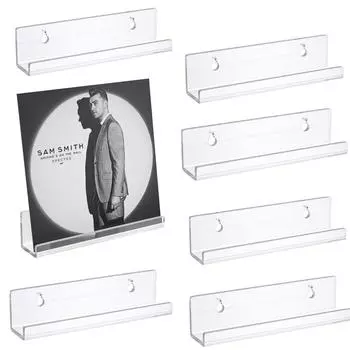 Wall Mount Transparent Acrylic Record Shelf Stand Album Storage Rack Record Holder Wall Mounted for Vinyl Album Display Storage