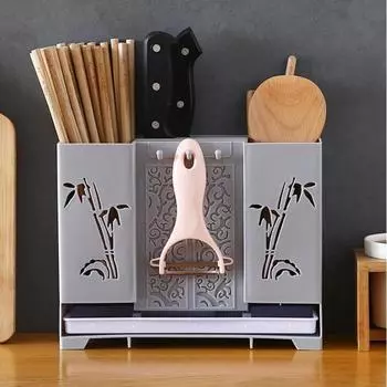 Wall-mounted Chopsticks Basket Plastic Chopsticks Holder Cutlery Drain Racks Spoon серый