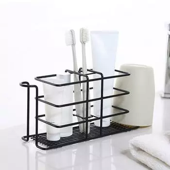Wall-mounted Cosmetics Storage Rack Multi-function Bathroom Countertops Storage Rack Makeup Brush чёрный