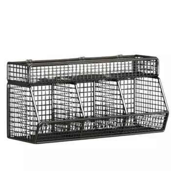 Wall Mounted Hanging Fruits Basket 3 Grids Onion Storage Wire Basket for Garlic
