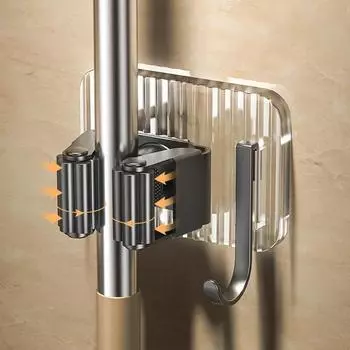 Wall Mounted Mop Organizer Clips Self-Adhesive Bathroom Mop Broom Hanger Holder Rack Hooks Mop Clip Clamp