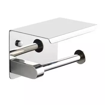 Wall Mounted Paper Towel Stand with Phone Holder Floating Paper Shelf Toilet Paper Holder Bathroom