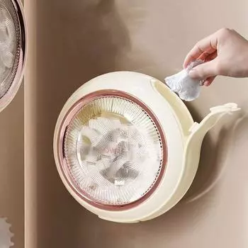 Wall Mounted Plastic Wrap Storage Box Punch-Free Cling Film Cover Organizer Kitchen бежевый