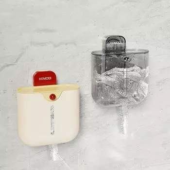 Wall-Mounted Plastic Wrap Storage Box Transparent Food Cover Storage Box Fresh-Keeping Bag серый
