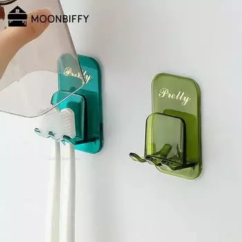 Wall-Mounted Punch-Free Multifunction Rack Toothbrush Holder for Phone Space Saving Tooth Cup Set Bathroom Accessories армия зеленый