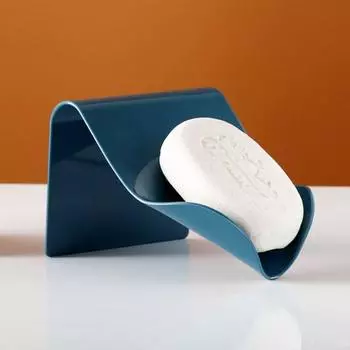 Wall Mounted Soap-Dish Drain Soap-Holder for Bathroom Self Adhesive Soap-Dish Plastic Soap Container Bathroom Accessories синий