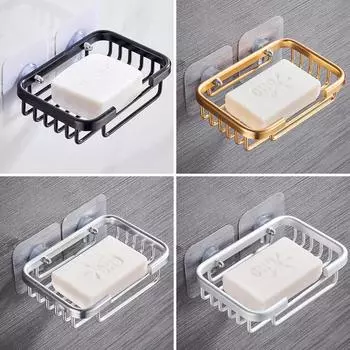 Wall Mounted Soap Dish Holder Punch-Free Drawer Draining Holder Kitchen Sponge Storage Box Bathroom Organizer Rack