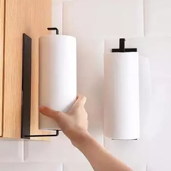 Wall Mounted Stainless Steel Tissue Holder, Cabinet Paper Holder, Roll Paper Plastic Storage Rack, Household Kitchen Supplies чёрный