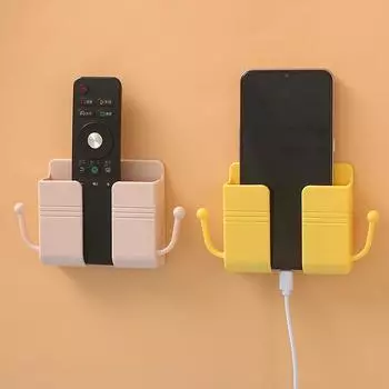 Wall-Mounted Storage Box Multifunctional Remote Control Mobile Phone Charging Storage Box Holder Shelf Organizer синий
