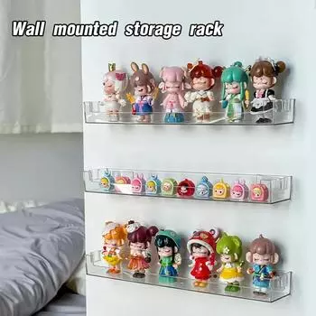 Wall Mounted Storage Rack Clear Acrylic Display Stand Accessories Storage Organizer Holder Children Shelf Home Offices