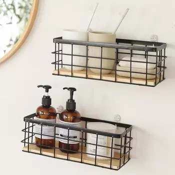 Wall Mounted Storage Rack with Suction Cup Punch-Free Corner Bathroom Shampoo Holder Shower Basket Container Kitchen Organizer