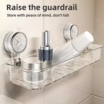 Wall Mounted Suction Cup Storage Rack Strong Load-bearing Easy to Install Bathroom Caddy белый