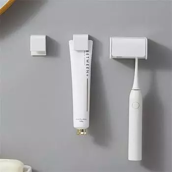 Wall-mounted Toothbrush Holder Toothpaste Holder Toothpaste Storage Rack Bath Organizer Punch-free Bathroom Accessories