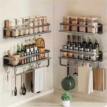 Wall Shelf Kitchen Bathroom Multifunctional Shelf Kitchen Desktop Supplies Organizer Shelf Wall Mounted Shelf Wall shelves room