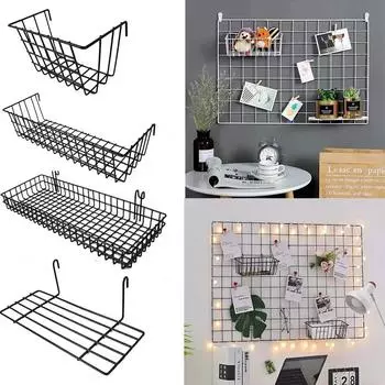 WallDecor Сетка Аксессуары Подвесная корзина Кованое железо Настенное украшение DIY Креативная корзина для хранения Настенные украшения WallShelf