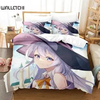 Wandering Witch Journey Of Elaina Bedding Sets exquisite bed supplies set duvet cover bed comforter set luxury birthday gift 135x200cm 2pcs