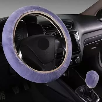 Warm Car Steering Wheel Cover Gearshift Handbrake Cover Plush Thick Black Protector Super Women Decoration Soft Pink Cover