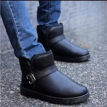 Warm Cold Proof Outdoor Hiking Snow Boots for Men Comfortable Work Footwear Thick Plush Brands Fur Anti Slip Winter Shoes Man 36
