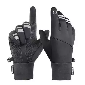 Warm Cycling Gloves Windproof Touchscreen Bicycle Ski Gloves Camping Hiking Sport Running Motorcycle Reflective Stripe Gloves S