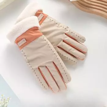 Warm Gloves Cloud Velvet Women Waterproof Cold-proof Riding and Driving Anti slip Cute Student Thickened Touch Screen Ski Gloves one size