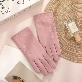 Warm Gloves for Women In Winter Thickened Fabric Cycling Hair Mouth Cold Proof Outdoor Windproof Heat Storage Touch Screen Warm Gloves average size