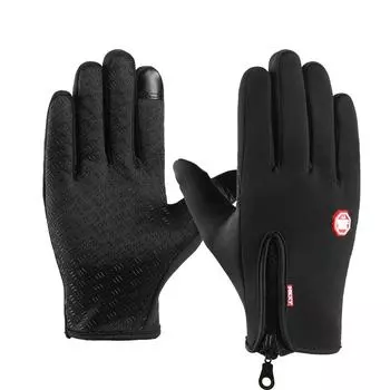 Warm Gloves In Autumn and Winter Outdoor Cycling Men and Women Sports Ski Plus Velvet Reflective Strip Touch Screen Gloves In Winter M