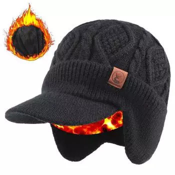 Warm Knit Cap Ear Protector Hat With Windproof Features For Men Winter Accessory