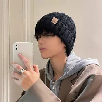 Warm Pullover Hat Thickened Plush Beanie Soft Knitted Cap Streetwear кофейный