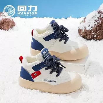 Warrior Ботинки Classmate Boys Velvet Two Cotton для осени и зимы. Детская спортивная обувь с мягкой подошвой. Теплая зимняя обувь для девочек. 25 белый