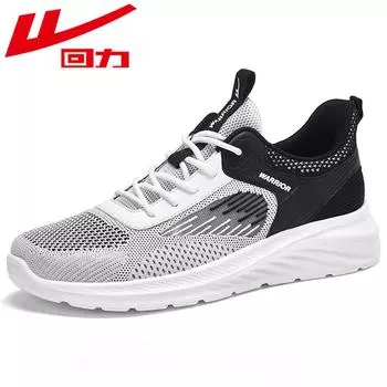 WARRIOR Mesh Sneakers Men s Lightweight Breathable Fly-woven Running Shoes 39 чёрный