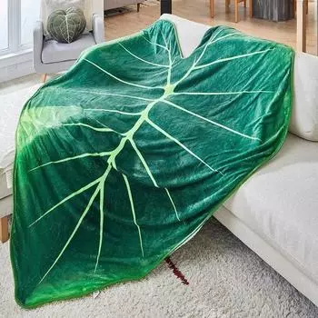 WASART Warm velvet giant leaf blanket for bed gloriosum plant printed winter fluffy fleece sofa plaid throw blanket extra large 70x100cm