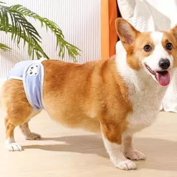 Washable Dog Diaper Breathable Dog Period Pads Panties for Small-medium Dogs Feminine Pet Menstrual Pants M синий