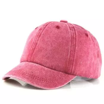 Washed Pure Cotton Short Brim Baseball Cap Pure Color Light Board Baseball Cap Female Male Casual Peaked Cap Korean Style Hat Distressed Burgundy