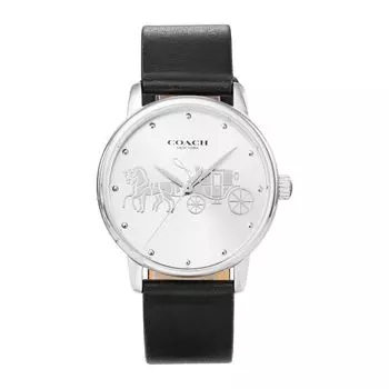 Часы GRAND Silver Dial Quartz Daily Waterproof Mineral Glass 36mm 14503494 Black [Coach] Женские [Товар] серебряный