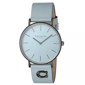 Часы PERRY Aqua Blue Dial Stainless Steel Leather Quartz 36MM Watch 14503923 Blue [Coach] Женские [Товар]