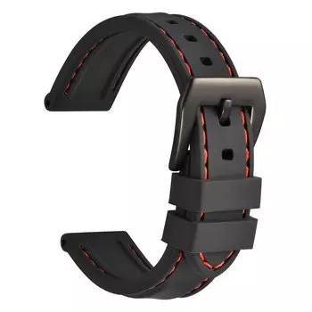 Watch Strap Silicone Rubber 22mm Thick Completely Waterproof Watch Replacement Strap Rubber Watch Band Black Black Buckle [WOCCI]