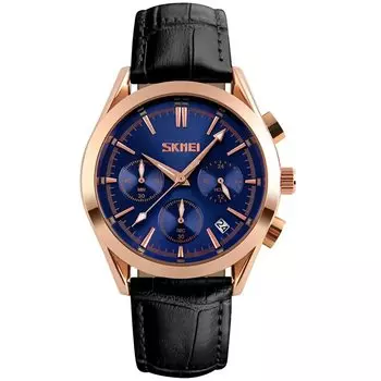 Watches for Men Black Leather Strap Arm Watch Chronograph Waterproof Brand Analog Business Stylish Casual Luminous Watch Luxury Gift Blue Watches for