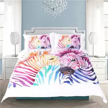 Water Art Zebra Duvet Cover Set Single Twin Double Queen King Super King Size Bed Linen Set EU single(135x200cm)