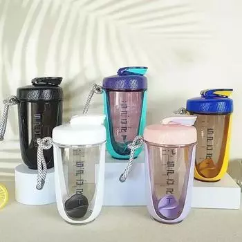 Water Bottle 590ml Blender Shaker Bottle with Stirring Ball Protein Powder Shake Cup Plastic Mixing Cup Body Building Exercise чёрный