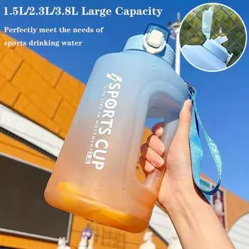 Water Bottle For Girl Free Shipping Items Sport Fitness Jugs Portable Travel Drink Cup 1.5/2.3/3.8L Tumbler With Straw Wholesale 1.5L without sticker