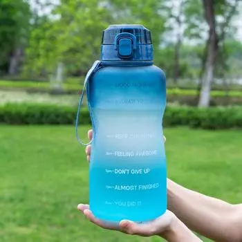 Water Bottle With Time Marker 2/3.8L Large Capacity Straw Mug Portable Fitness Jugs Outdoor Travel Cup Sports Gym Drink Tumbler Without Sticker