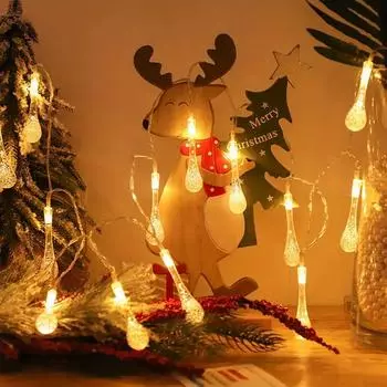 Water drop Room Decoration Lights Christmas String Lights LED Holiday Fairy Lights Party Indoor Decor Night Lamp navidad 904 1.5m 10balls USB теплый белый