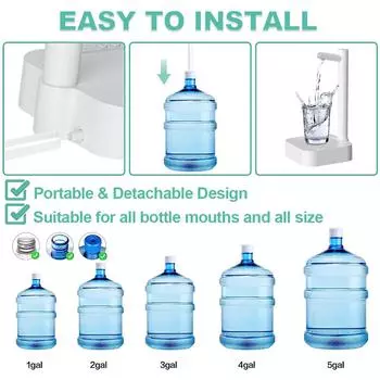 Water Pump Bottle Portable Automatic Electric Water Dispenser Household Gallon Drinking Switch Smart Water Treatment Pump белый