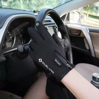 Water Resistant Skin-friendly Touch Screen Moto Bike Ski Gloves Thermal Fleece Lined Warm Gloves Winter Motorcycle Gloves M чёрный