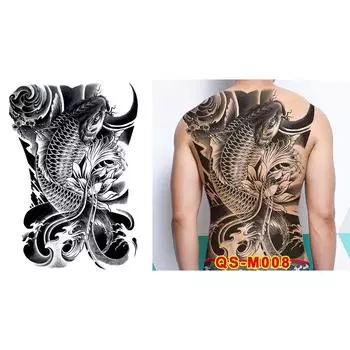 Water Transfer Printing Full Back Tattoo Sticker Buddha Pattern Full Back Temporary Tattoos Unisex M008