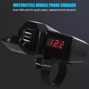 Waterproof Dual USB Motorcycle Socket With ON/Off Switch - Power Supply Adapter For GPS/Phone Charger Kit Motorcycle Accessories чёрный