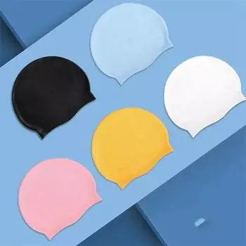 Waterproof Ear Protector With No Wut Head Silicone High Quality Swimming Cap for Children and Adults белый