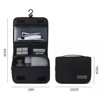 Waterproof Foldable Cosmetic Bag Women Travel Makeup Bag Toiletries Organizer Hanging Dry Wet Separation Storage Bag Can hang серый